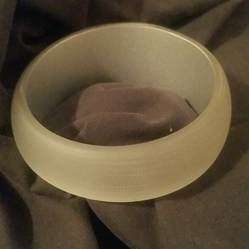 Frosted Grey Lucite Rhinestone Bangle - Picture 2 of 6